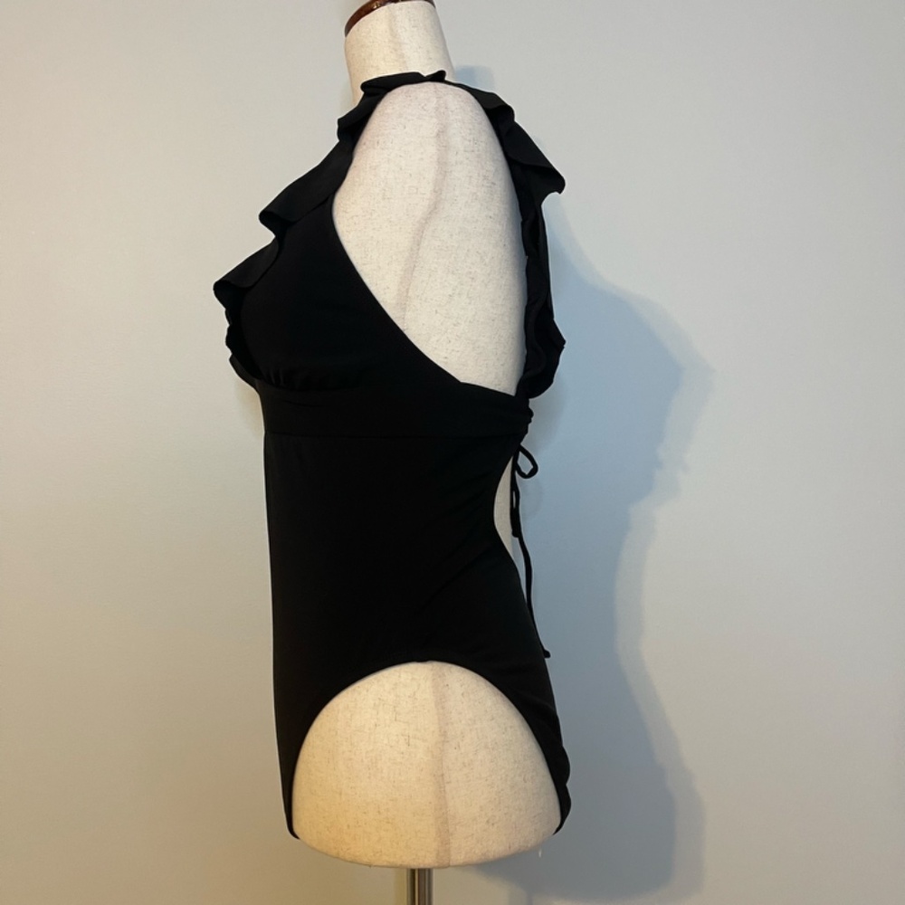 Robine Piccone Lina Ruffle V- Neck One-Piece Swimsuit - Size 10 - Picture 5 of 12